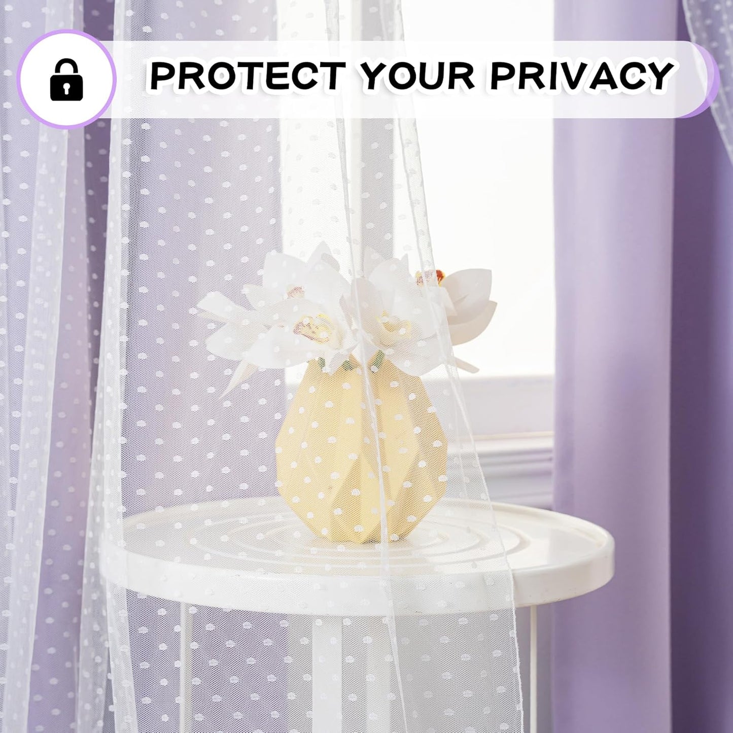 Polka Dot Lavender Blackout Curtain Set