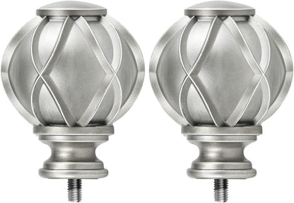Silver Decorative Curtain Rod Finials Set