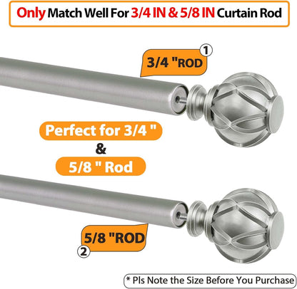 Silver Decorative Curtain Rod Finials Set