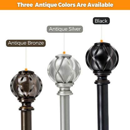 Silver Decorative Curtain Rod Finials Set