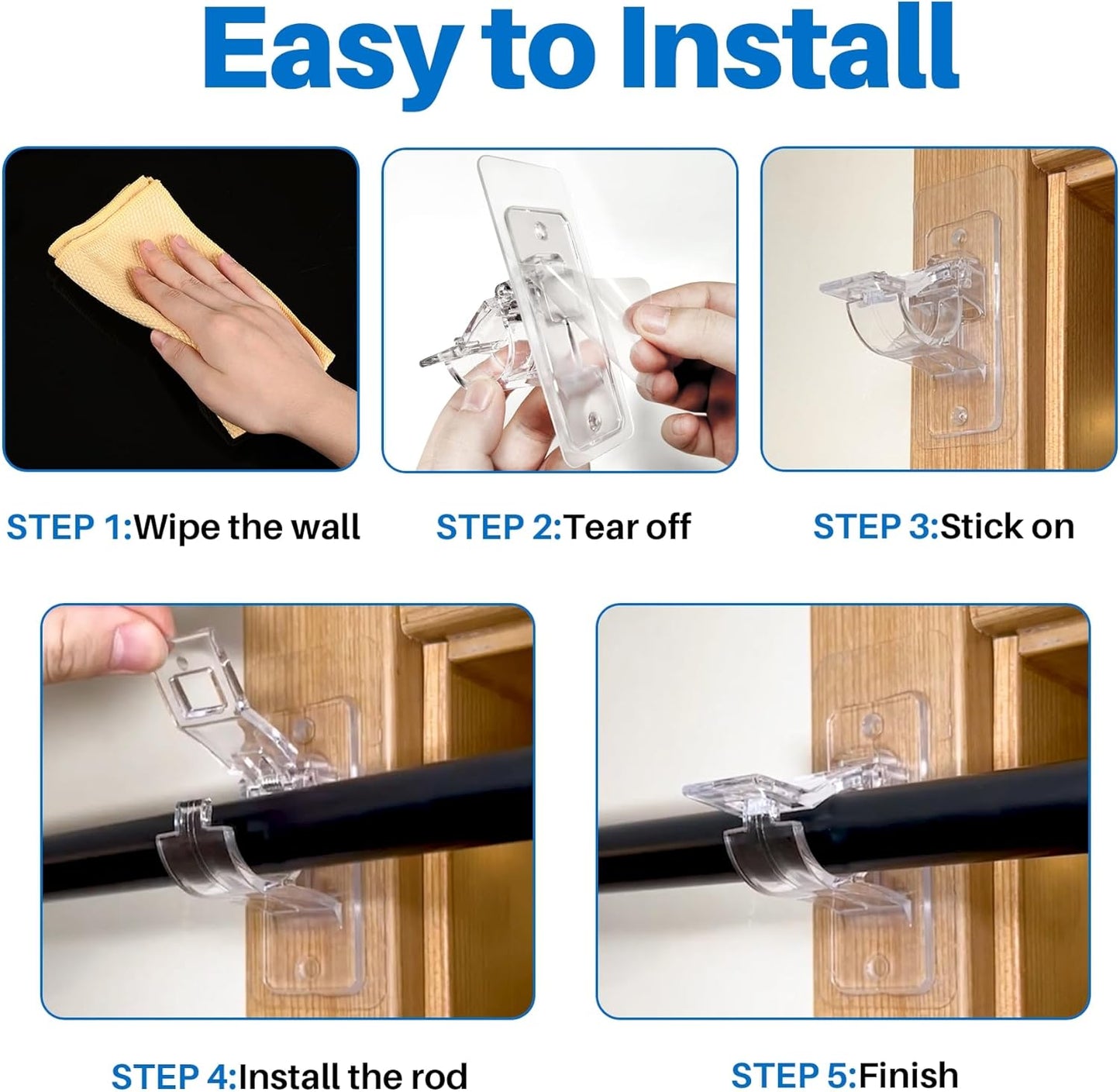 No-Drill Self-Adhesive Curtain Hooks
