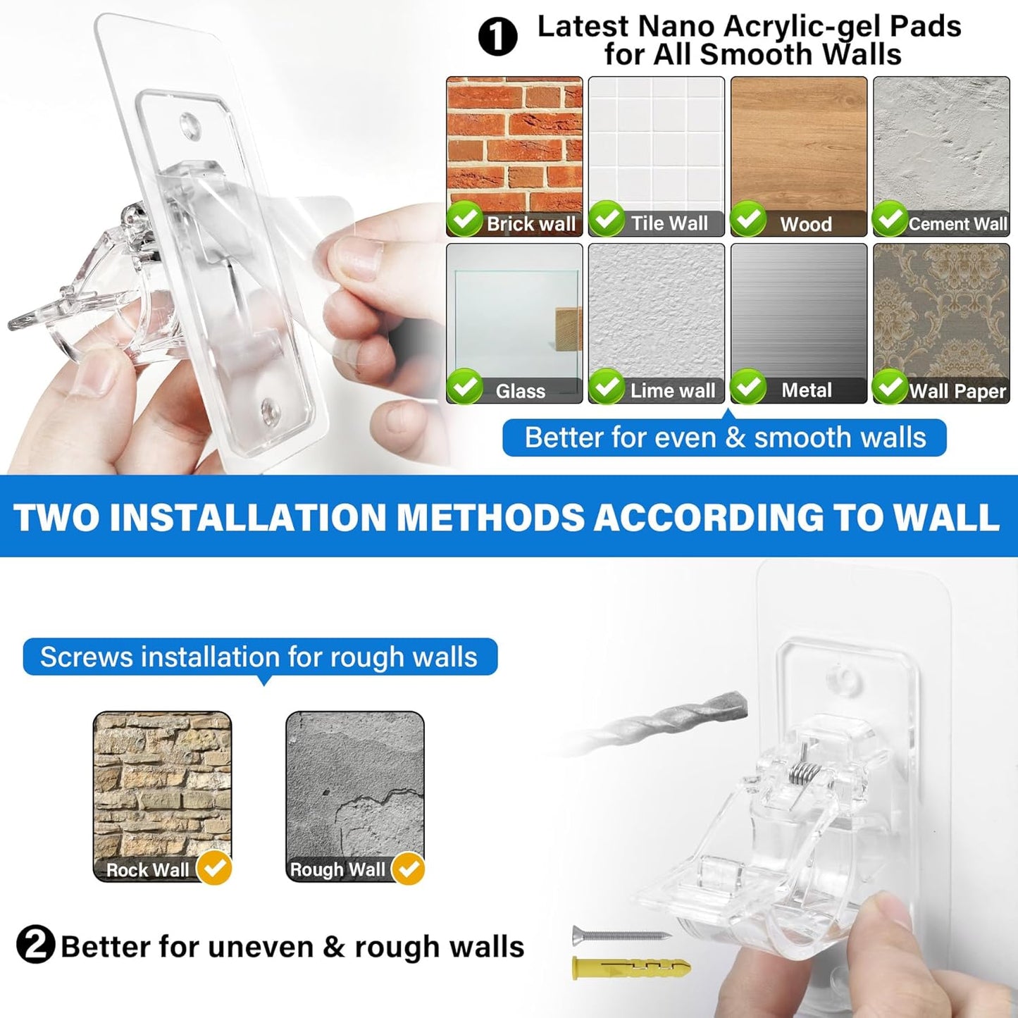 No-Drill Self-Adhesive Curtain Hooks