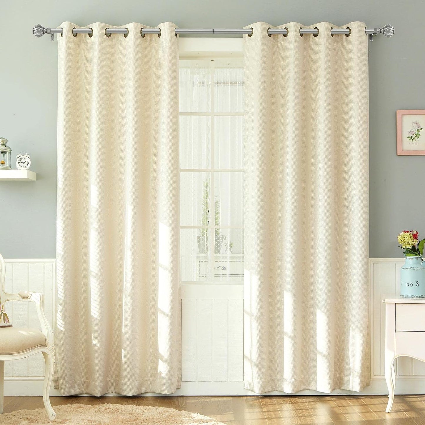 Silver Decorative Curtain Rod Finials Set