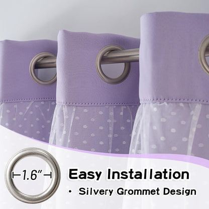 Polka Dot Lavender Blackout Curtain Set